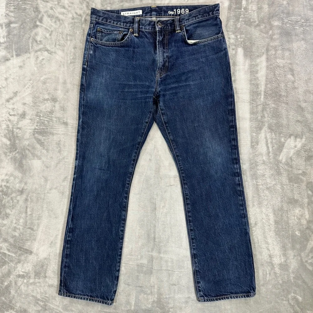 Gap 1969 Straight Leg Jeans Men's Size 33x30 Blue Dark Wash Pants